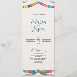 Mexican Papel Picado Elegant Colourful Boda Weddin Program
