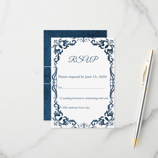 Mexican Papel Picado Wedding RSVP Card (Front/Back In Situ)