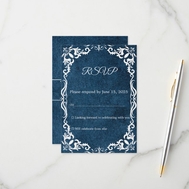 Mexican Papel Picado Wedding RSVP Card (Front/Back In Situ)