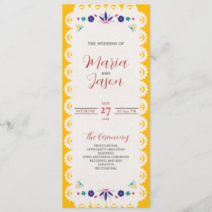 Mexican Papel Picado Yellow Nuestra Boda Wedding Program