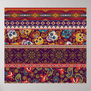 Mexican patchwork: traditional vintage design. poster
