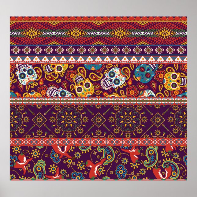 Mexican patchwork: traditional vintage design. poster (Front)