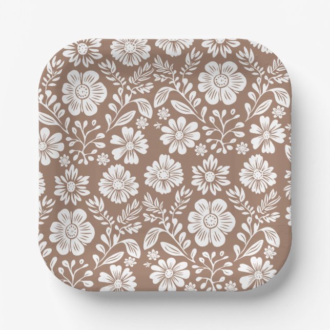 Mexican Pattern Baby Shower Terracotta Paper Plate (Front)
