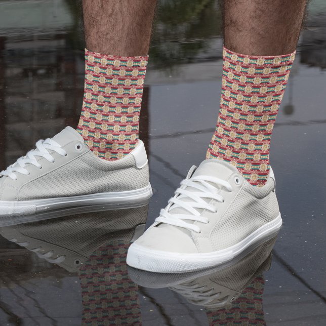 Mexican Pattern in Beige and Red Socks (Creator Uploaded)