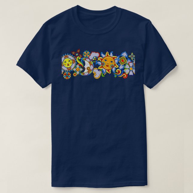 Mexican pattern with cute naive art items Traditio T-Shirt (Design Front)