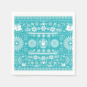 Mexican Picado Teal Turquoise Wedding Marriage Napkin
