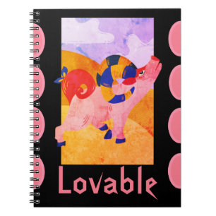 Mexican pig traditional folk art notebook