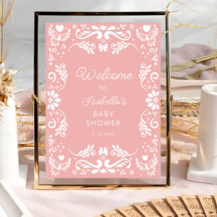 Mexican Pink Baby Shower Welcome Poster