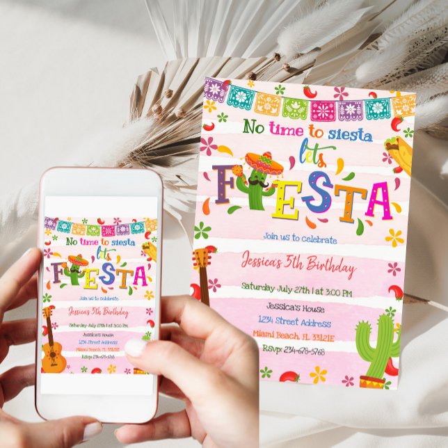 Mexican Pink Fiesta Birthday Invitation (Creator Uploaded)