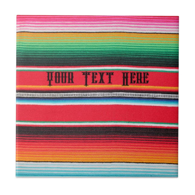 Mexican poncho blanket custom text Ceramic Tile (Front)