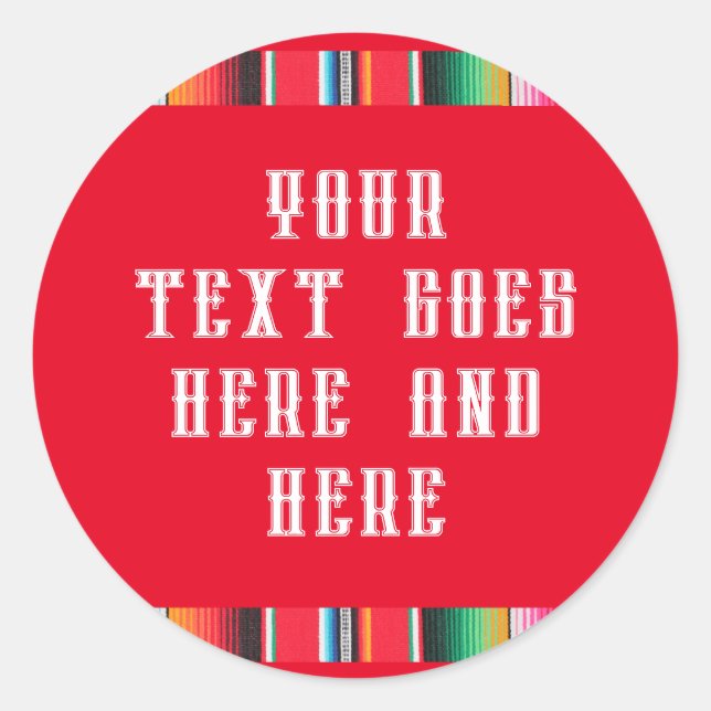 Mexican poncho blanket serape text Sticker (Front)