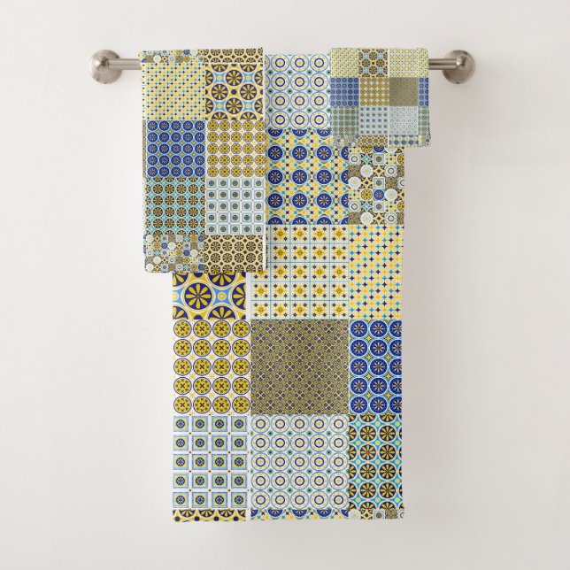 Mexican Portuguese Talavera Azulejo Bath Towel Set (Insitu)