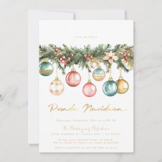 Mexican Posada Navideña Colourful Ornaments Invitation