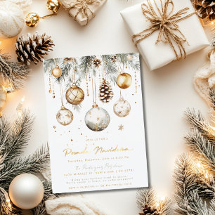 Mexican Posada Navideña Elegant Gold White Invitation