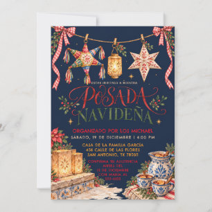 Mexican Posada Navideña Navy Christmas Party Invitation
