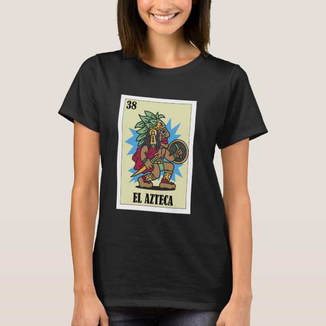 Mexican Pride Aztec Warrior Design - El Azteca T-Shirt (Front)