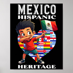 Mexican pride flag mexico roots heritage hispanic poster