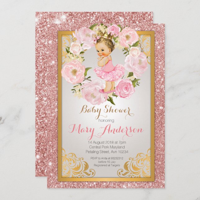 Mexican Princess Baby Shower Invite (Front/Back)