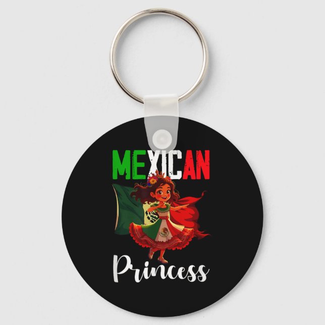 Mexican princess mexican pride flag mexico roots key ring (Front)