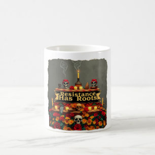 Mexican Protest Sugar Skull Mug   Indigenous Art