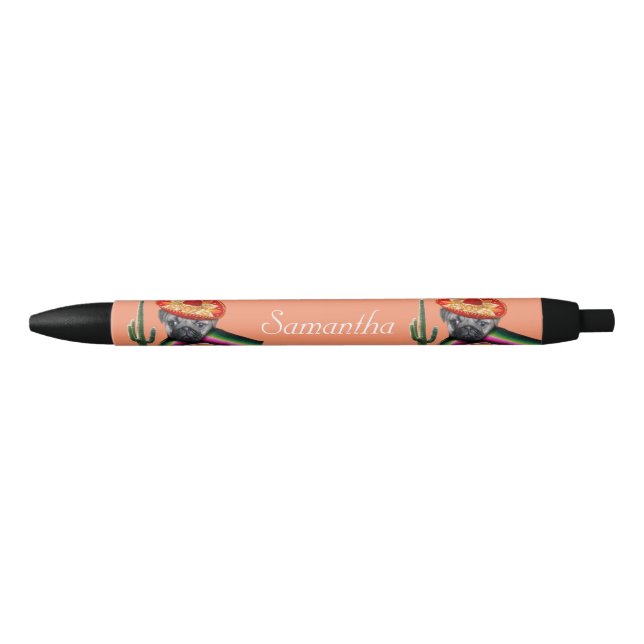 Mexican Pug dog Orange personalised pen (Front)