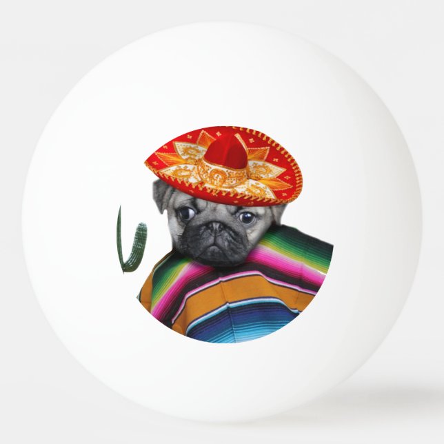 Mexican Pug dog Ping Pong Ball (Front)