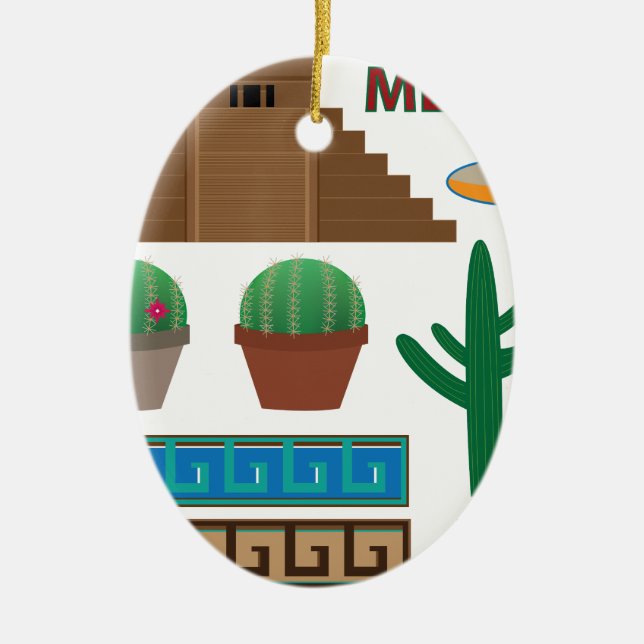 mexican pyramid ceramic tree decoration (Front)