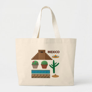 mexican pyramid large tote bag
