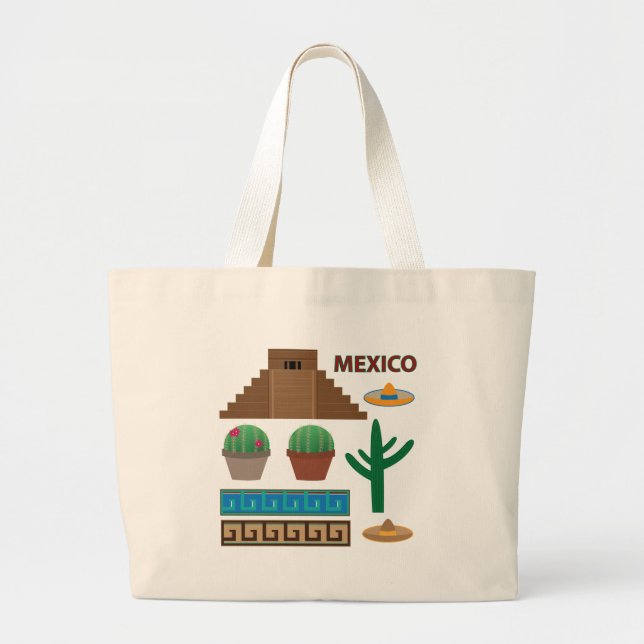 mexican pyramid large tote bag (Front)