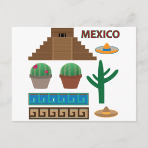 mexican pyramid postcard