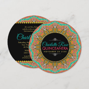 Mexican Quinceanera Pearls Gold Sunflower Birthday Invitation