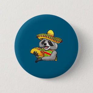 Mexican raccoon cinco de mayo funny cute eating 6 cm round badge