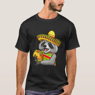Mexican raccoon cinco de mayo funny cute eating T-Shirt