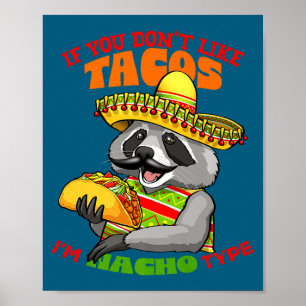 Mexican racoon cinco de mayo funny cute eating poster