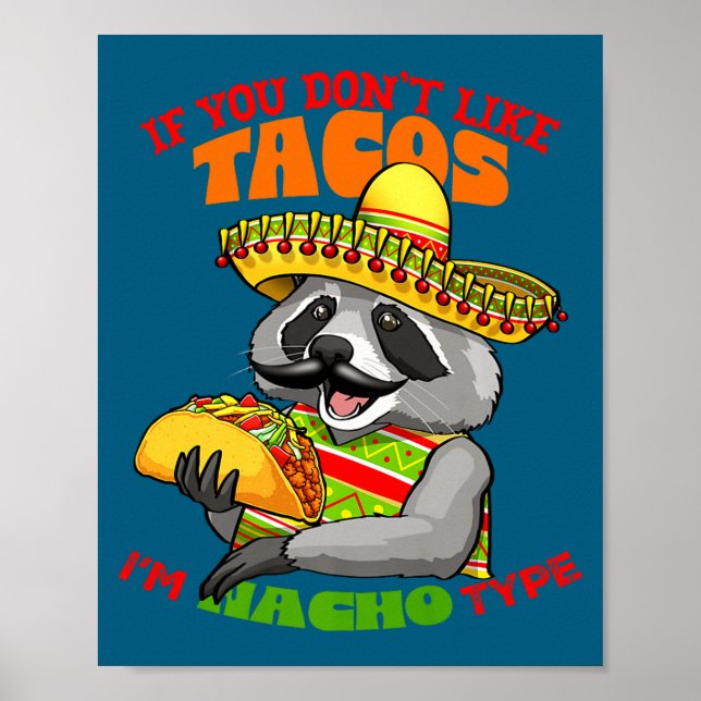 Mexican racoon cinco de mayo funny cute eating poster (Front)