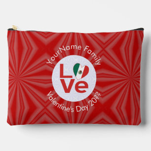 Mexican Red LOVE Flag Personalised Accessory Pouch