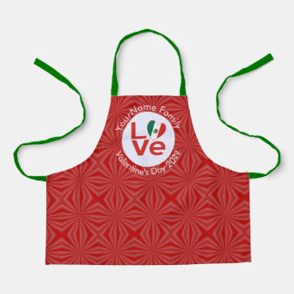 Mexican Red LOVE Flag Personalised  Apron