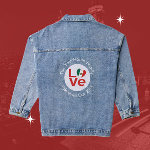 Mexican Red LOVE Flag Personalised  Denim Jacket