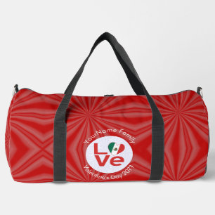 Mexican Red LOVE Flag Personalised  Duffle Bag