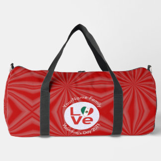 Mexican Red LOVE Flag Personalised  Duffle Bag