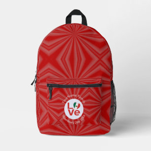 Mexican Red LOVE Flag Personalised  Printed Backpack
