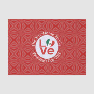 Mexican Red LOVE Flag Personalised Tissue Paper
