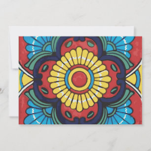 Mexican red talavera tile invitation