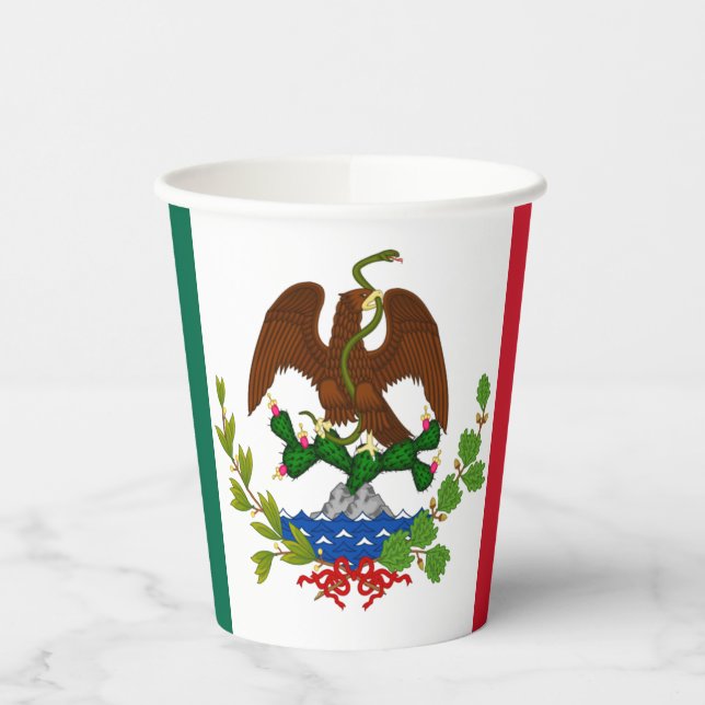 Mexican Republic Flag: 1824-1835, Santa Anna Paper Cups (Left)