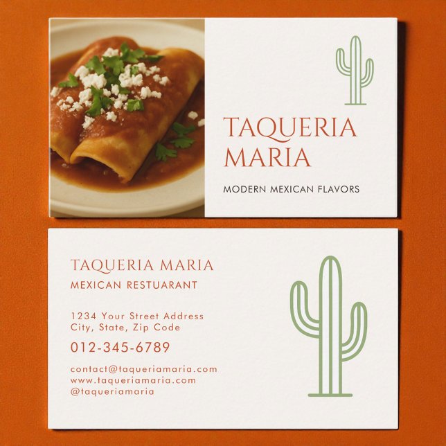 Mexican Restaurant Catering Service Photo Business Card (Creator Uploaded)