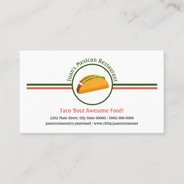 Mexican Restaurant Logo Custom Business Card (Front)