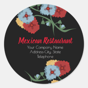 Mexican Restaurant Shop Floral Business Label