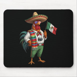 Mexican Rooster Chicken Mexico Flag American Sungl Mouse Pad