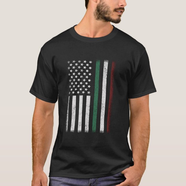 Mexican Roots American Grown Mexico USA Flag Ameri T-Shirt (Front)