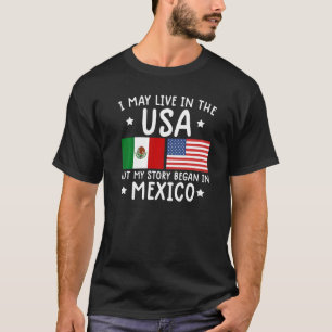 mexican ROOTS  Half American Flag Mexicoflag T-Shirt